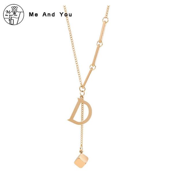 titanium steel necklace female collarbone chain d-word small square pendant personality temperament mesh red jewelry simple chains, Silver
titanium steel necklace female collarbone chain d-word small square pendant personality temperament mesh red jewelry simple chains, Silver