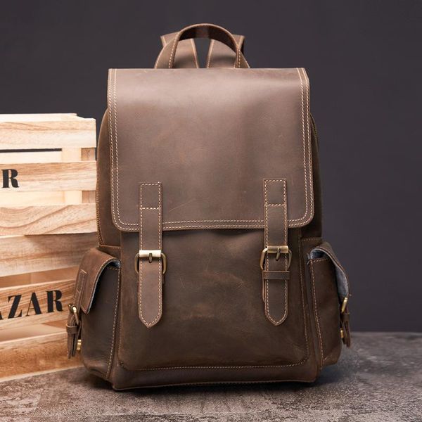 backpack crazy horse genuine leather outdoor travel bag woman men shoulders package lapschool large capacity 13 inch
backpack crazy horse genuine leather outdoor travel bag woman men shoulders package lapschool large capacity 13 inch