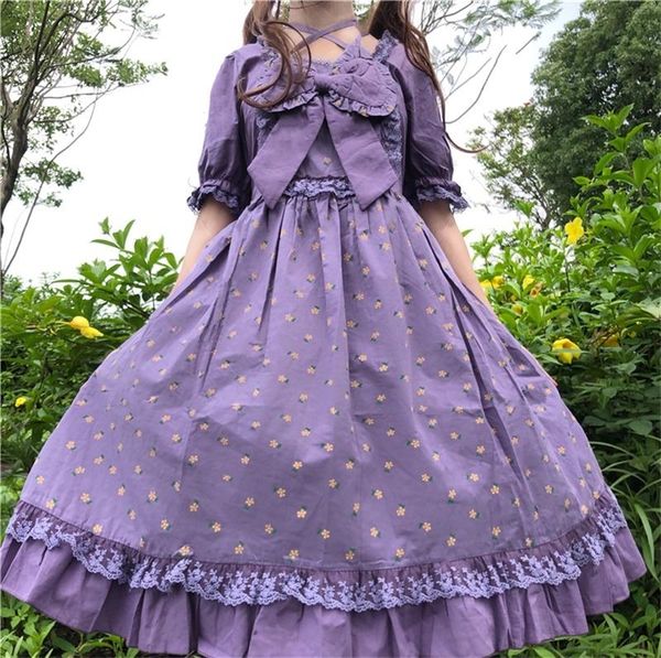 casual dresses 2021 summer bandage purple white floral chic dress bow lace ruffles girl party japanese lolita style women kawaii, Black;gray
casual dresses 2021 summer bandage purple white floral chic dress bow lace ruffles girl party japanese lolita style women kawaii, Black;gray