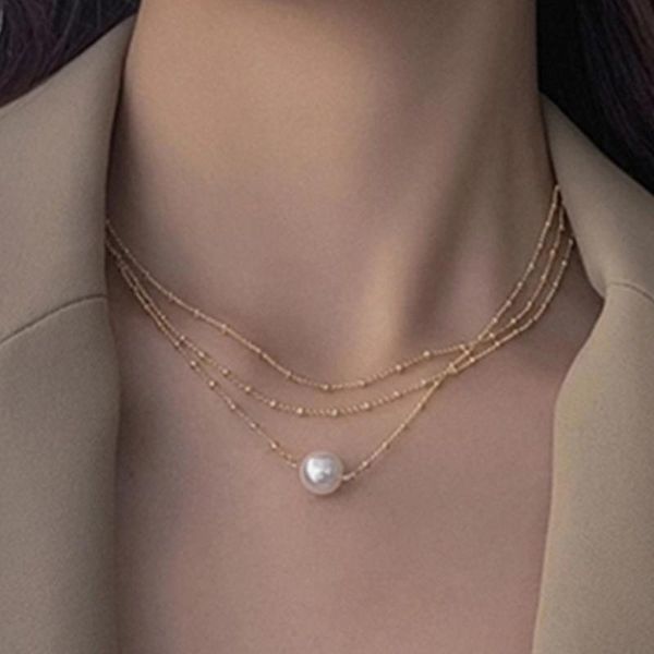 pendant necklaces vsnow temperament multi-layer simulated pearl chokers necklace for women gold color metallic round bead chain jewelry, Silver
pendant necklaces vsnow temperament multi-layer simulated pearl chokers necklace for women gold color metallic round bead chain jewelry, Silver