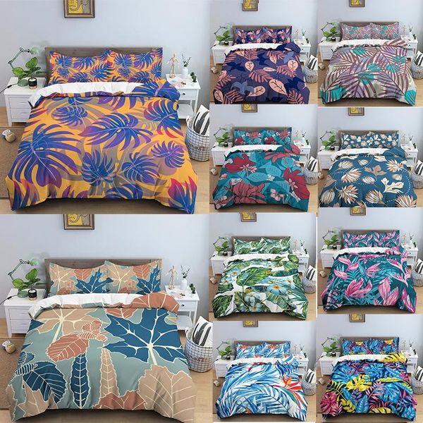 bedding sets tropical leaves plant duvet cover with pillowcas bedclothes single/king/ size for kids bedroom home textile