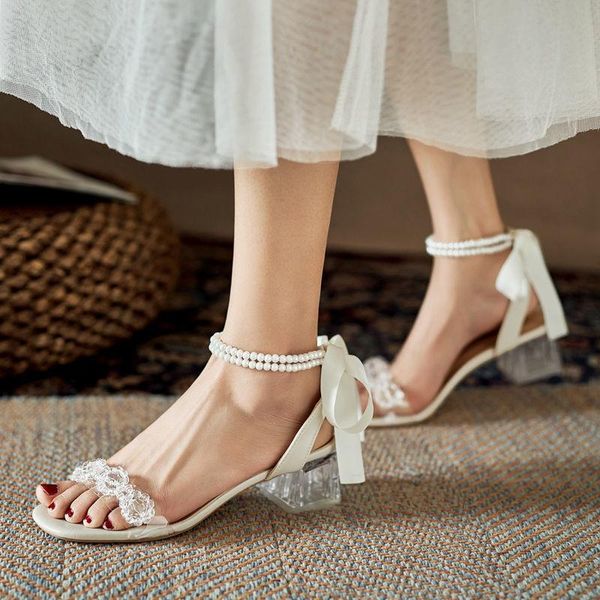 sandals mid-heel pearl strap women's thick heel 2021 summer transparent one word with crystal high heels, Black
sandals mid-heel pearl strap women's thick heel 2021 summer transparent one word with crystal high heels, Black