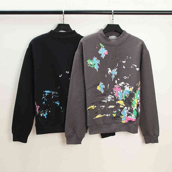 design 21ss high street fashion spoof cross hand-painted graffiti long sleeve pullover sweater for lovers, White
design 21ss high street fashion spoof cross hand-painted graffiti long sleeve pullover sweater for lovers, White