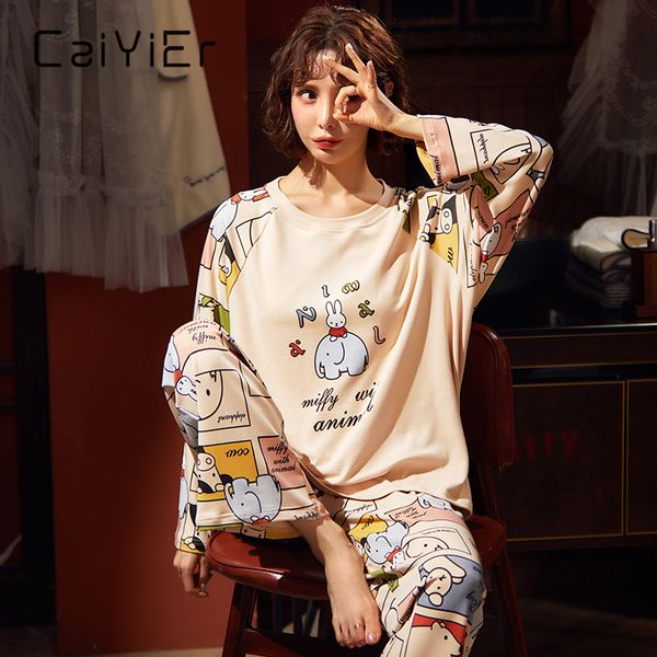 caiyier 2021 lovely cartoon cotton pajamas set o-neck long sleeve sleeepwear ladies casual korean winter nightwear home clothes, Black;red
caiyier 2021 lovely cartoon cotton pajamas set o-neck long sleeve sleeepwear ladies casual korean winter nightwear home clothes, Black;red