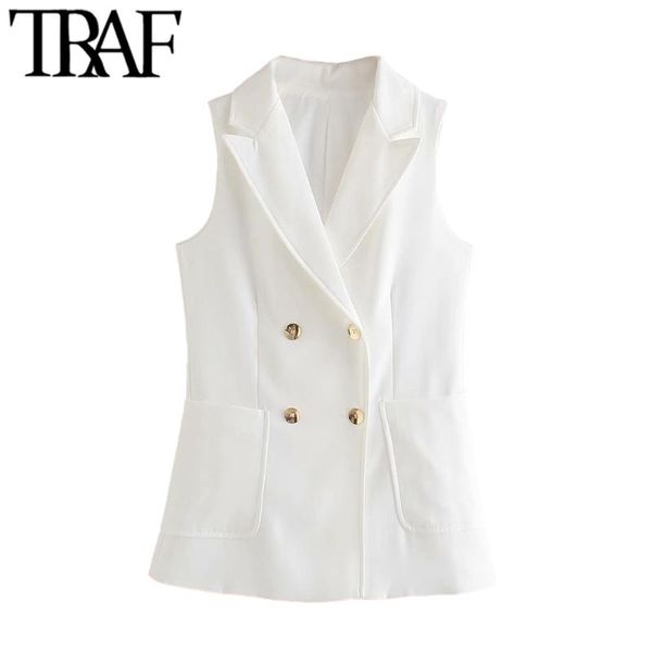 women's vests traf women fashion office wear double breasted waistcoat vintage sleeveless patch pockets female vest coat chic veste, Black;white
women's vests traf women fashion office wear double breasted waistcoat vintage sleeveless patch pockets female vest coat chic veste, Black;white