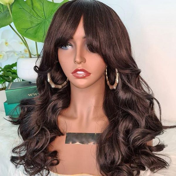 chocolate brown wavy brazilian remy human hair lace wigs for women fringe 180desnity full with silk, Black;brown
chocolate brown wavy brazilian remy human hair lace wigs for women fringe 180desnity full with silk, Black;brown
