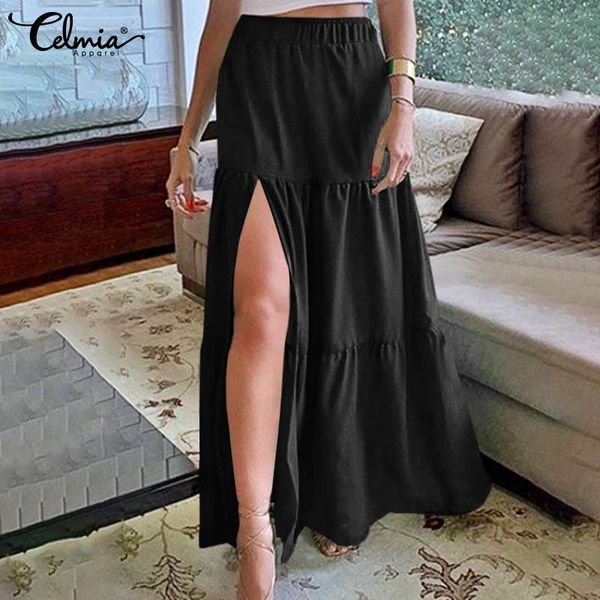 skirt women 2021 fashion elastic waist layer cake celmia summer vacation swing maxi skirts casual high split party skirt, Black
skirt women 2021 fashion elastic waist layer cake celmia summer vacation swing maxi skirts casual high split party skirt, Black