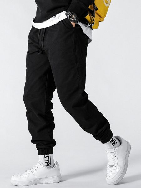 men drawstring waist slant pocket pants k9ef#, Black
men drawstring waist slant pocket pants k9ef#, Black