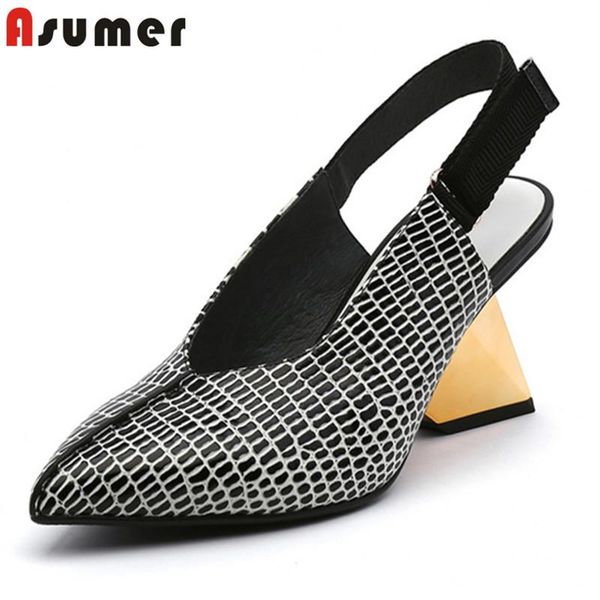 dress shoes asumer 2021 european style strange high heels ladies genuine leather slingback summer pointed toe party women pumps, Black
dress shoes asumer 2021 european style strange high heels ladies genuine leather slingback summer pointed toe party women pumps, Black