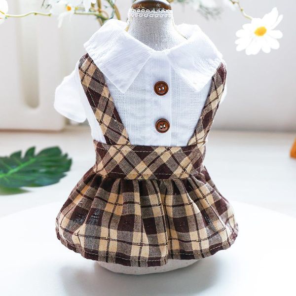 dog apparel kitten spring and summer coffee lattice student strap skirt suit small medium sized clothes
dog apparel kitten spring and summer coffee lattice student strap skirt suit small medium sized clothes