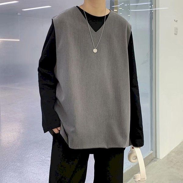 men's vests autumn dress vest fashion solid color casual v-neck pullover men streetwear wild loose korean mens suit clothes, Black;white
men's vests autumn dress vest fashion solid color casual v-neck pullover men streetwear wild loose korean mens suit clothes, Black;white