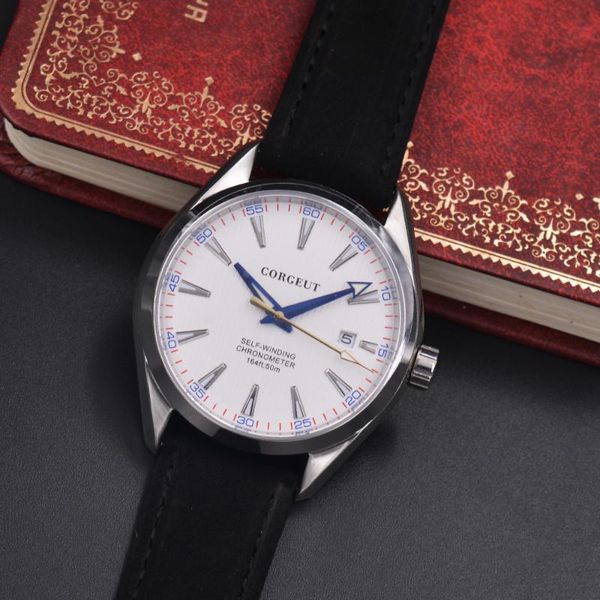 mens watch 41mm corgeut white dial date calendar miyota82 automatic mechanical sapphire crystal wristwatch luxury brand men wristwatches, Slivery;brown
mens watch 41mm corgeut white dial date calendar miyota82 automatic mechanical sapphire crystal wristwatch luxury brand men wristwatches, Slivery;brown