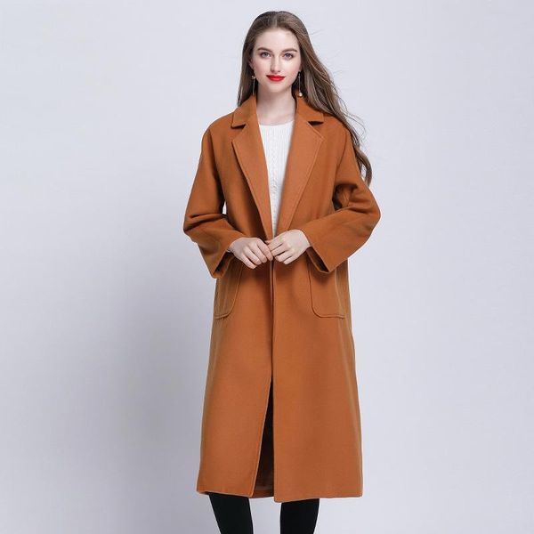 women's wool & blends fashion simple women coat 2021 autumn winter woolen overcoat plus size lapel open stitch wide-waisted long, Black
women's wool & blends fashion simple women coat 2021 autumn winter woolen overcoat plus size lapel open stitch wide-waisted long, Black