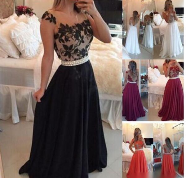 formal evening dresses a line chiffon lace long prom gowns sleeveless party dress robe de soiree vestido abiye gece elbisesi, Black;red
formal evening dresses a line chiffon lace long prom gowns sleeveless party dress robe de soiree vestido abiye gece elbisesi, Black;red