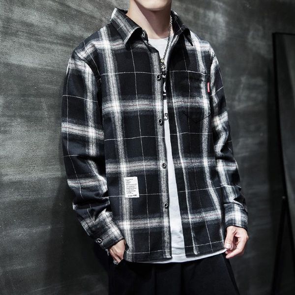 men's casual shirts 2021 autumn shirt korean version personality plaid wild loose thin streetwear jacket chinese style black, White;black
men's casual shirts 2021 autumn shirt korean version personality plaid wild loose thin streetwear jacket chinese style black, White;black