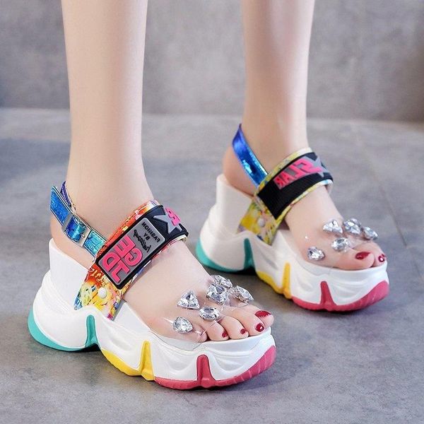 dress shoes women summer wedge sandals transparent pvc crystal chunky platform woman rainbow thick bottom sandalias, Black
dress shoes women summer wedge sandals transparent pvc crystal chunky platform woman rainbow thick bottom sandalias, Black