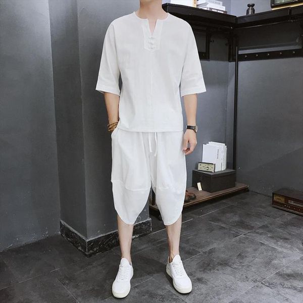 plus size 5xl 4xl men tracksuits plain color short sleeve linen t shirt cropped pants japanese streetwear workout two piece, Gray
plus size 5xl 4xl men tracksuits plain color short sleeve linen t shirt cropped pants japanese streetwear workout two piece, Gray
