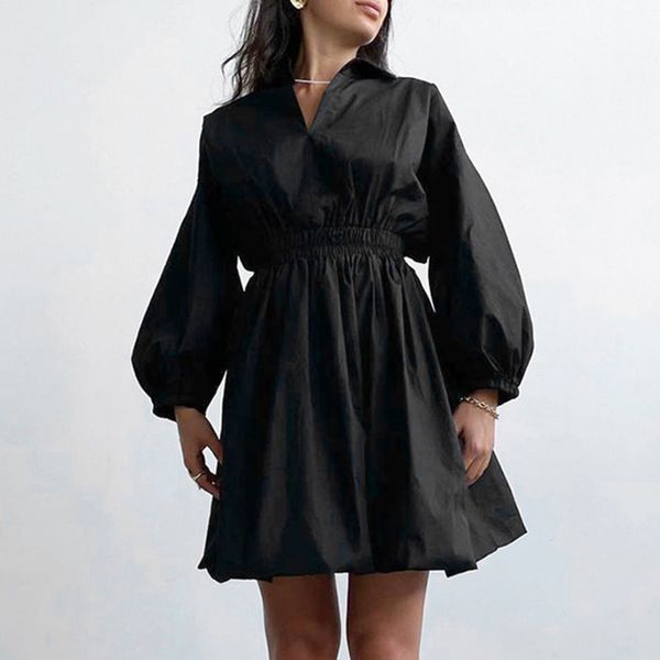 casual dresses autumn winter western style fashion solid color v-neck long sleeve high waist women dress temperament simplicity mmll, Black;gray
casual dresses autumn winter western style fashion solid color v-neck long sleeve high waist women dress temperament simplicity mmll, Black;gray