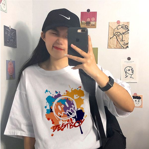 summer personality harajuku style cotton short sleeve t-shirt women's super fire korean new casual loose student women's t-shirt, White;black
summer personality harajuku style cotton short sleeve t-shirt women's super fire korean new casual loose student women's t-shirt, White;black
