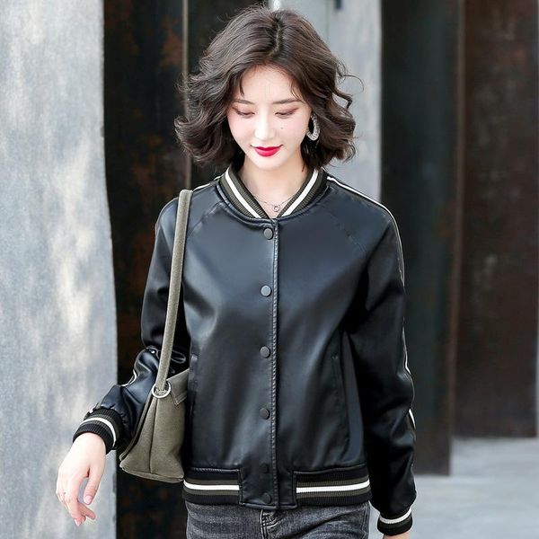women's leather & faux arrival autumn jacket women moto biker street single breasted short pu coat ladies outerwear, Black
women's leather & faux arrival autumn jacket women moto biker street single breasted short pu coat ladies outerwear, Black