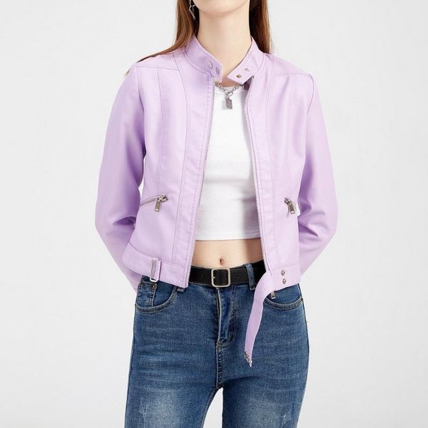 women's leather & faux women zipper slim short punk biker jackets 2021 autumn sashes pu jacket coat female outwear casacos feminino, Black
women's leather & faux women zipper slim short punk biker jackets 2021 autumn sashes pu jacket coat female outwear casacos feminino, Black