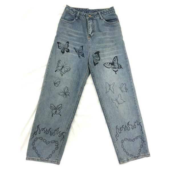 women's jeans harajuku flame women fashion cartoon graffiti cute butterfly print vintage loose high waist pants man, Blue
women's jeans harajuku flame women fashion cartoon graffiti cute butterfly print vintage loose high waist pants man, Blue