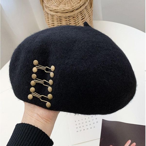 berets winter hat women beret retro fashion metal studs wool painter autumn warm wild black sboy, Blue;gray
berets winter hat women beret retro fashion metal studs wool painter autumn warm wild black sboy, Blue;gray