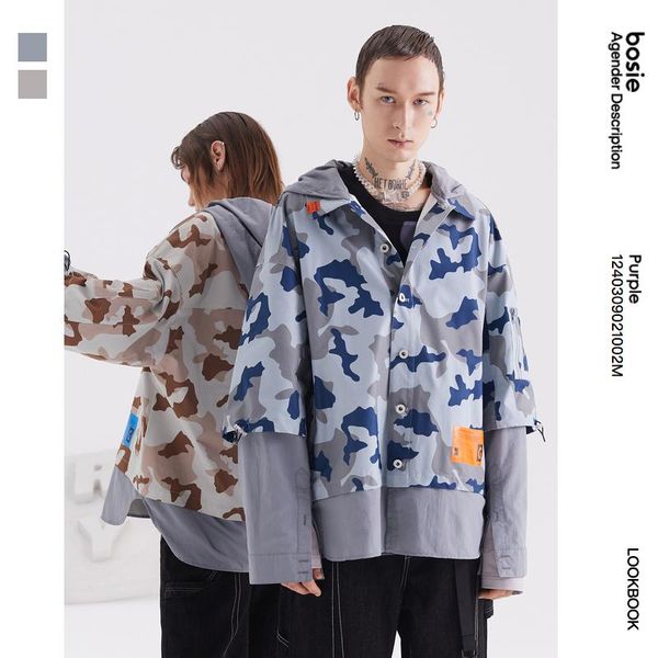 men's jackets gray bosie autumn fake two-piece camouflage jacket couple women/man loose casual coat 1002m, Black;brown
men's jackets gray bosie autumn fake two-piece camouflage jacket couple women/man loose casual coat 1002m, Black;brown