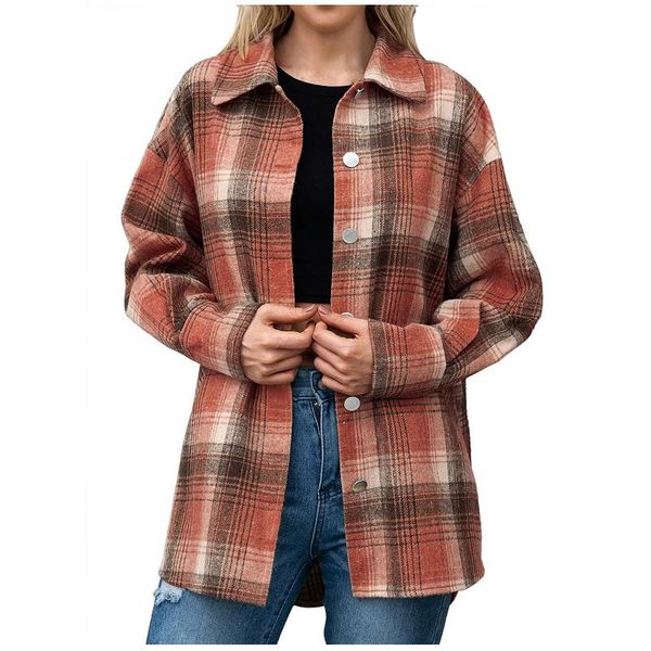 women's jackets elegant women turn-down collar long sleeve plaid casual single breasted streetwear casaco feminino, Black;brown
women's jackets elegant women turn-down collar long sleeve plaid casual single breasted streetwear casaco feminino, Black;brown