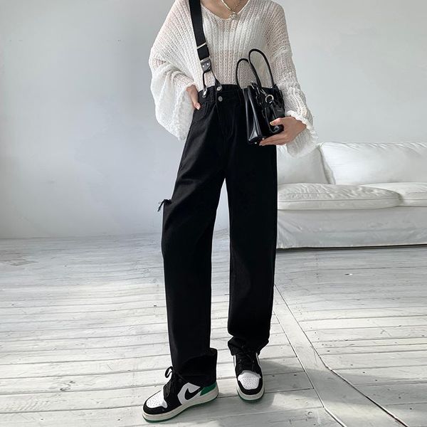 women's jeans streetwear strap woman 2021 high waist straight for women plus size white black denim pants jean femme, Blue
women's jeans streetwear strap woman 2021 high waist straight for women plus size white black denim pants jean femme, Blue