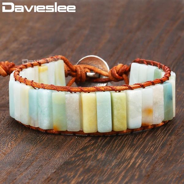 link, chain davieslee womens boho bracelet natural stone wristband khaki brown vintage leather for woman jewelry gift 17mm ddsbm03, Black
link, chain davieslee womens boho bracelet natural stone wristband khaki brown vintage leather for woman jewelry gift 17mm ddsbm03, Black
