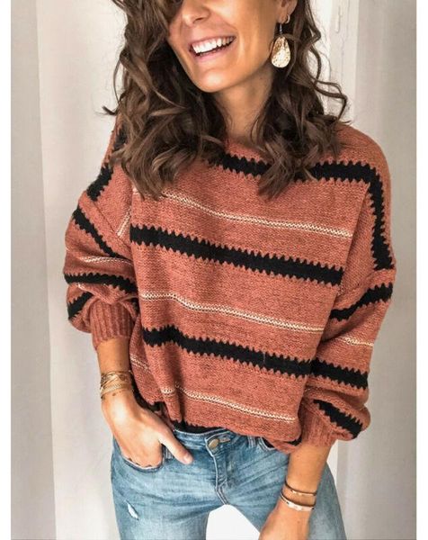 women's sweaters autumn winter fashion women round neck long sleeve sweater loose knit pullover striped 2021 womens jumper clothes, White;black
women's sweaters autumn winter fashion women round neck long sleeve sweater loose knit pullover striped 2021 womens jumper clothes, White;black
