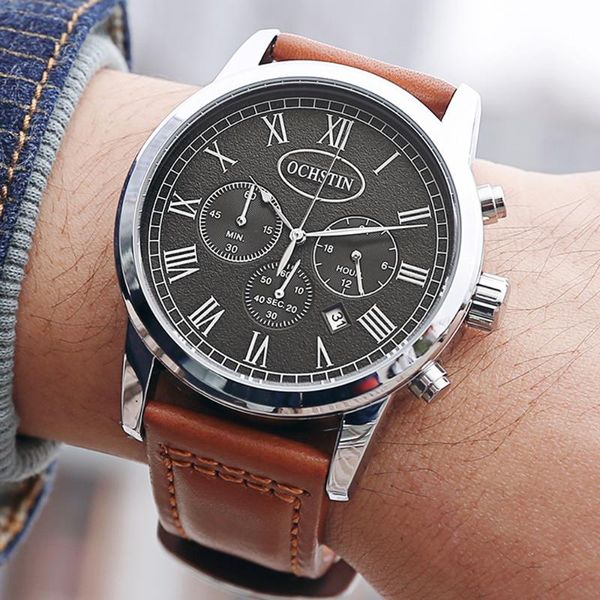 wristwatches ochstin men's watch luxury brand quartz chronograph fashion sports automatic date leather men clock relogio masculino, Slivery;brown
wristwatches ochstin men's watch luxury brand quartz chronograph fashion sports automatic date leather men clock relogio masculino, Slivery;brown