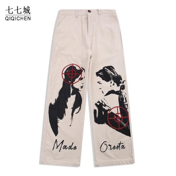 men's pants hip hop cargo pant men portrait printed harajuku straight trousers streetwear loose casual letter graffiti corduroy male, Black
men's pants hip hop cargo pant men portrait printed harajuku straight trousers streetwear loose casual letter graffiti corduroy male, Black