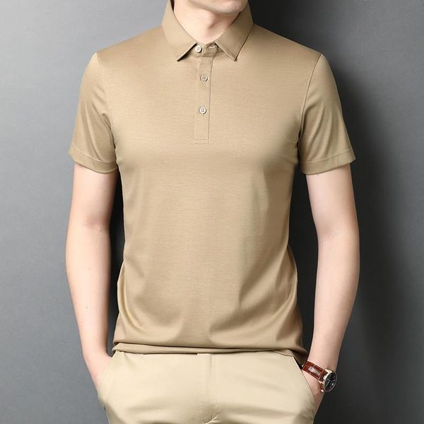 men's polos 2021 summer fashion short-sleeved shirts solid color male ice silk lapel short-sleeve men slim fit clothes a61, White;black
men's polos 2021 summer fashion short-sleeved shirts solid color male ice silk lapel short-sleeve men slim fit clothes a61, White;black