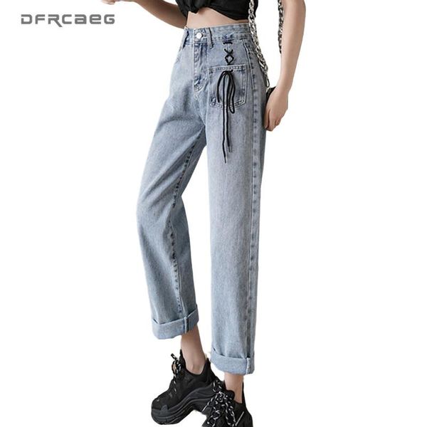 high waist loose mom jeans woman 2021 spring streetwear vintage wide leg denim straight full pants with lace up femme women's, Blue
high waist loose mom jeans woman 2021 spring streetwear vintage wide leg denim straight full pants with lace up femme women's, Blue