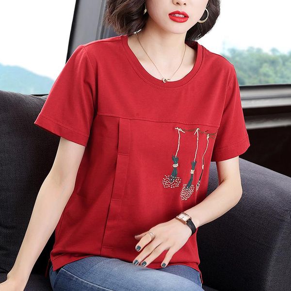 women's t-shirt t shirts womens 95%cotton short sleeve summer embroidery female casual middle age monther plus size, White
women's t-shirt t shirts womens 95%cotton short sleeve summer embroidery female casual middle age monther plus size, White