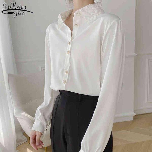embroidered long sleeve women's shirts autumn white chiffon blouse elegant beading simple loose cardigan blusas mujer 11430 210427
embroidered long sleeve women's shirts autumn white chiffon blouse elegant beading simple loose cardigan blusas mujer 11430 210427