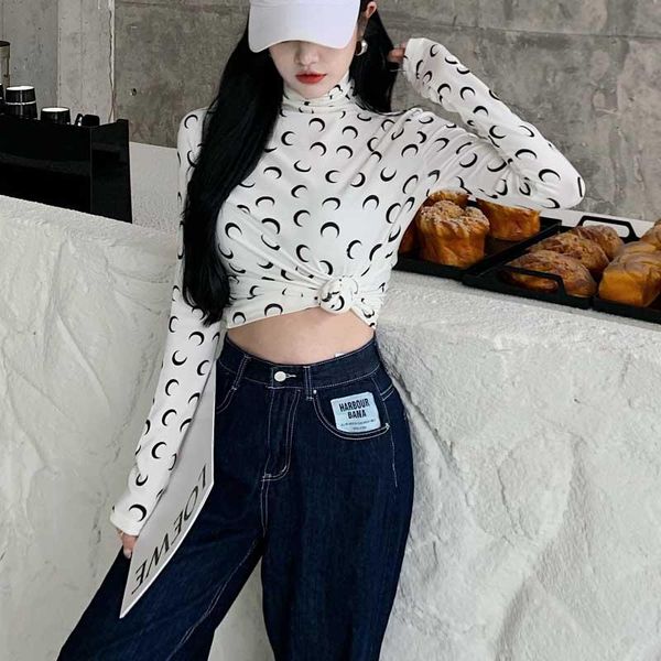 women's t-shirt 2021 designer moon print t shirt women turtle neck long sleeve underwear clothing, White
women's t-shirt 2021 designer moon print t shirt women turtle neck long sleeve underwear clothing, White