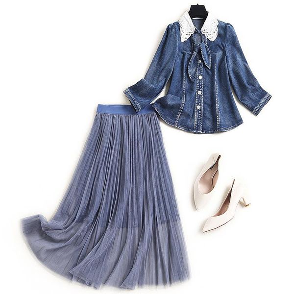 women girls kawaii white collar denim jeans shirts and mesh skirt suits spring 2021 long skirts cute two piece set blue dress
women girls kawaii white collar denim jeans shirts and mesh skirt suits spring 2021 long skirts cute two piece set blue dress