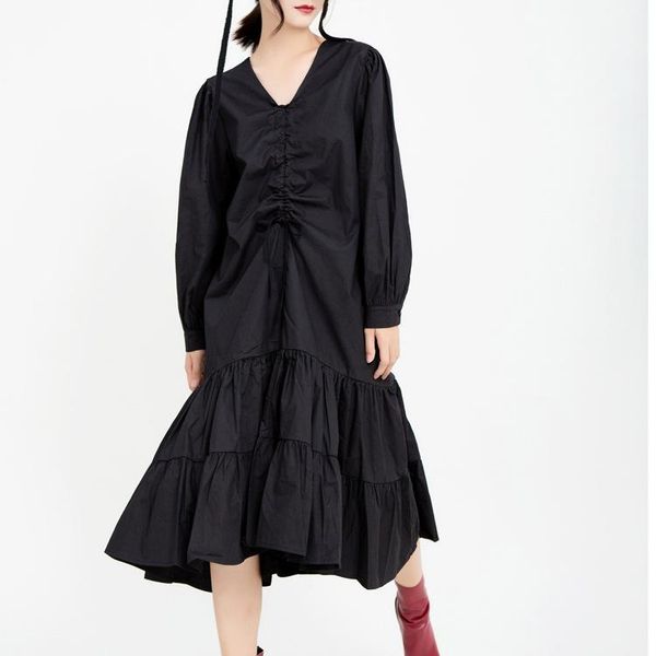 women spring dress vintage elegant a-line dresspuff sleeve drawstring pleated flared long sleeves vestido casual dresses, Black;gray
women spring dress vintage elegant a-line dresspuff sleeve drawstring pleated flared long sleeves vestido casual dresses, Black;gray