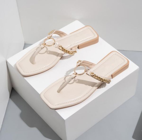 slippers summer fashion chain metal button women's flip flop woman square head clip feet flat sand beach sandals size 37-42, Black
slippers summer fashion chain metal button women's flip flop woman square head clip feet flat sand beach sandals size 37-42, Black