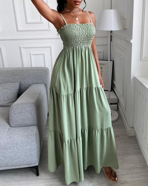 casual dresses summer women ruched plain strap shirring maxi dress 2021 femme boho solid sundress office lady outfits y2k beach robe vestido, Black;gray
casual dresses summer women ruched plain strap shirring maxi dress 2021 femme boho solid sundress office lady outfits y2k beach robe vestido, Black;gray