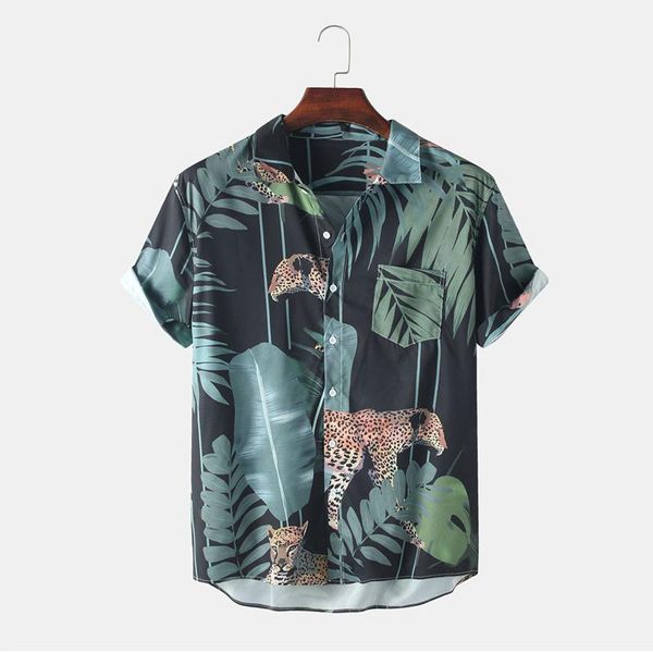feitong men spring summer casual slim printed short sleeve beach shirts blouse men's, White;black
feitong men spring summer casual slim printed short sleeve beach shirts blouse men's, White;black