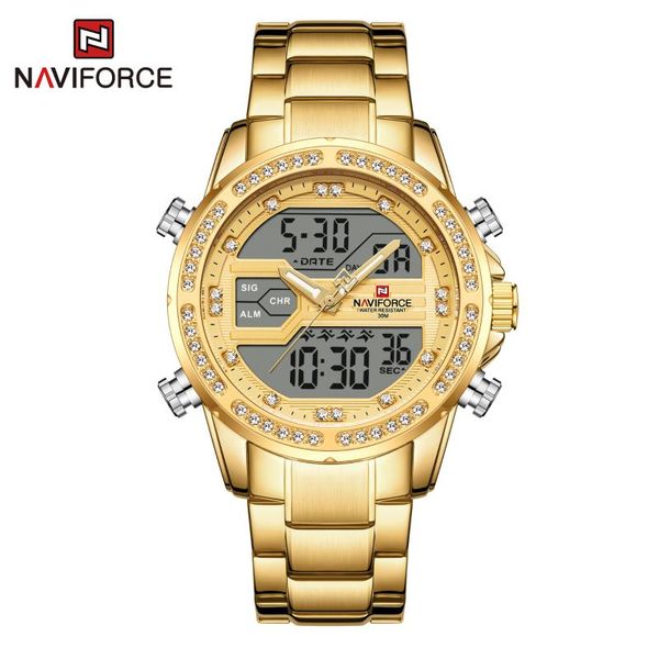 wristwatches naviforce watch men fashion casual chronograph 30m waterproof stainless steel date quartz digital dual display gold, Slivery;brown
wristwatches naviforce watch men fashion casual chronograph 30m waterproof stainless steel date quartz digital dual display gold, Slivery;brown