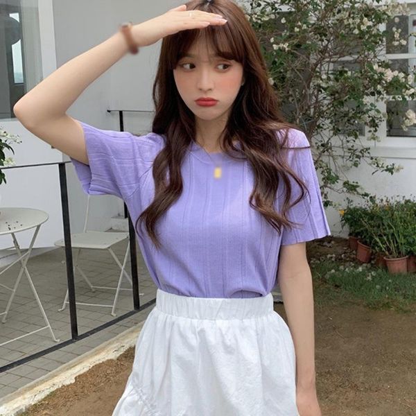 women summer small fresh gentle knit short-sleeved thin high-waist umbilical loose slimming 2021 women's t-shirt, White
women summer small fresh gentle knit short-sleeved thin high-waist umbilical loose slimming 2021 women's t-shirt, White