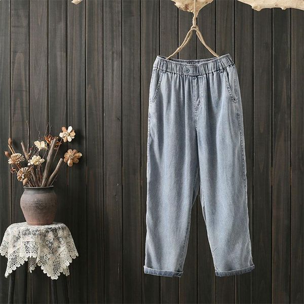 women's jeans spring summer arts style women elastic waist cotton denim harem pants plus size loose vintage blue t13
women's jeans spring summer arts style women elastic waist cotton denim harem pants plus size loose vintage blue t13