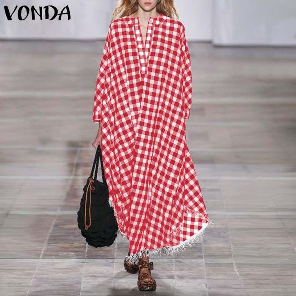 casual dresses asymmetrical printed maxi dress women's plaid sundress vonda 2021 long sleeve vestidos v neck robe 5xl, Black;gray
casual dresses asymmetrical printed maxi dress women's plaid sundress vonda 2021 long sleeve vestidos v neck robe 5xl, Black;gray