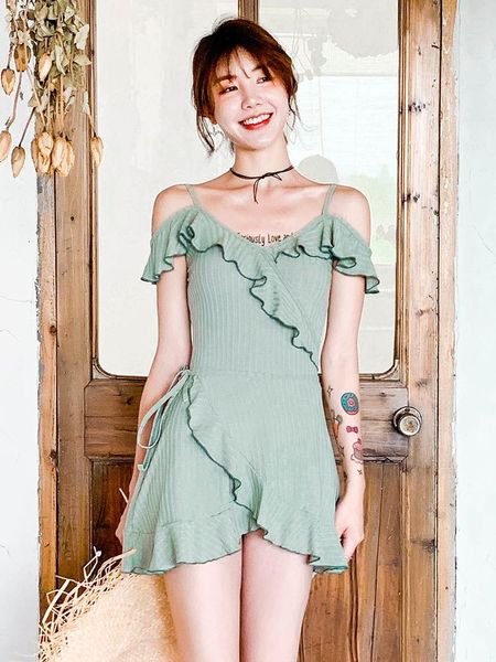 one-piece suits 2021 korean women one piece swimwear solid cross strap neckline falbala ruffle front twist skirt sling strapless
one-piece suits 2021 korean women one piece swimwear solid cross strap neckline falbala ruffle front twist skirt sling strapless