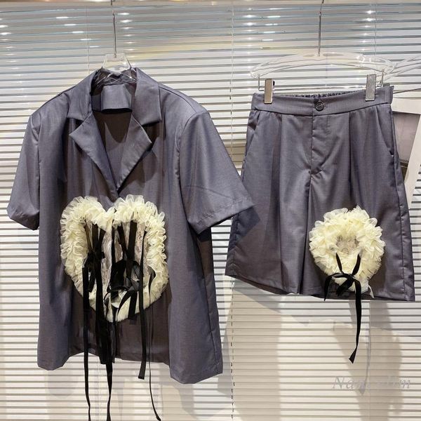 women's tracksuits short sets for women 2021 summer love mesh floral sleeve suit jacket + shorts two piece female loose outfits, Gray
women's tracksuits short sets for women 2021 summer love mesh floral sleeve suit jacket + shorts two piece female loose outfits, Gray
